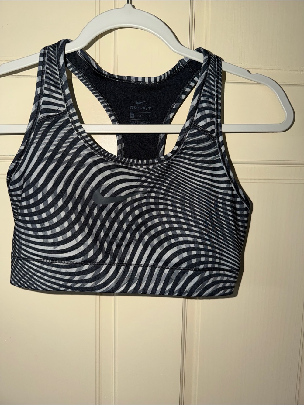 Nike Black & White Optical Wave Dri-FIT Sports Bra